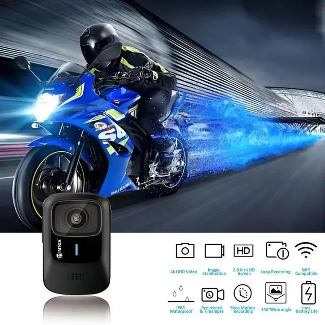 Alt view image 2 of 6 - Action Camera 4k - Compact Portable Waterproof Sport Camera, Motorcycle Helmet Camera With Time Lapse, Suitable For Bike/Hat/Skiing/Surfing/Mountain//Snorkeling/Swimming/Fishing, with Helmet Mount