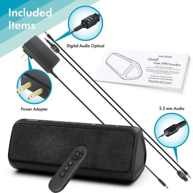 Alt view image 3 of 6 - Angle 3 Pro Soundbar - Wired and Wireless Bluetooth 5.0 Stereo Soundbar for TV, Optical/Aux/Bluetooth Connection, Exceptional Sound & Bass,100ft Wireless Range (Black)