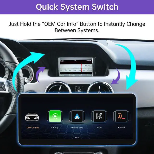 Alt view image 4 of 6 - 2026 12.3" CarPlay Android Auto Screen for Mercedes-Benz GLK | Ultra-Narrow Touchscreen | Wireless CarPlay & Android Auto | Mercedes X204 GLK250/300/350 2013-2015 | NTG 4.5/4.7 Compatible