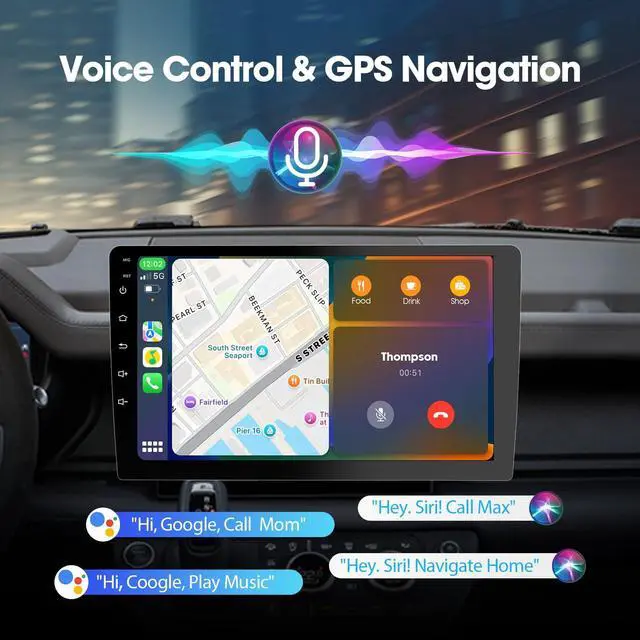 Alt view image 3 of 6 - 9" Double Din Car Stereo with Wireless Apple CarPlay/Android Auto, HD Touchscreen Car Radio with Octa-Core, Mirror Link, 4+64GB, BT 5.1, Backup Camera, GPS, FM/AM Radio for All Vehicles