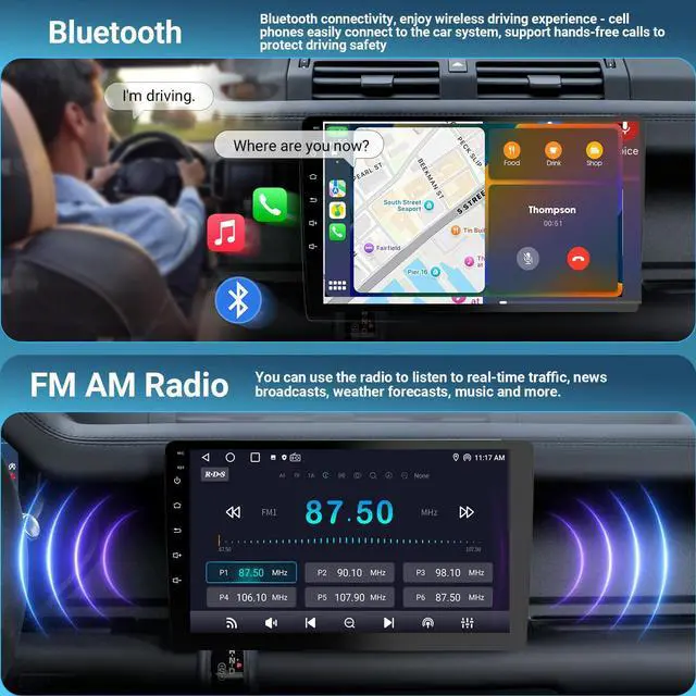 Alt view image 4 of 6 - 9" Double Din Car Stereo with Wireless Apple CarPlay/Android Auto, HD Touchscreen Car Radio with Octa-Core, Mirror Link, 4+64GB, BT 5.1, Backup Camera, GPS, FM/AM Radio for All Vehicles