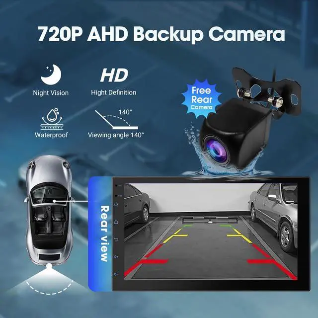 Alt view image 6 of 6 - 9" Double Din Car Stereo with Wireless Apple CarPlay/Android Auto, HD Touchscreen Car Radio with Octa-Core, Mirror Link, 4+64GB, BT 5.1, Backup Camera, GPS, FM/AM Radio for All Vehicles
