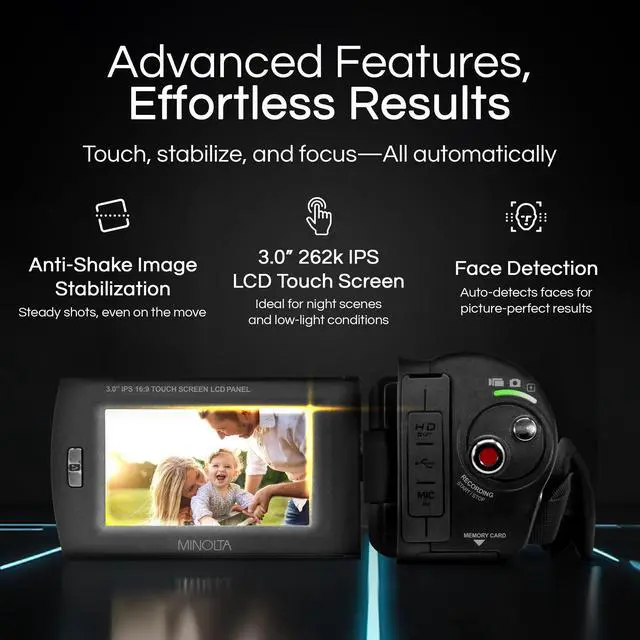 Alt view image 3 of 6 - MN4K30NV 4K Camcorder, Night Vision, 30MP, 16X Zoom (Black) | Capture sharp photos and video with intuitive controls for travel, family and everyday moments