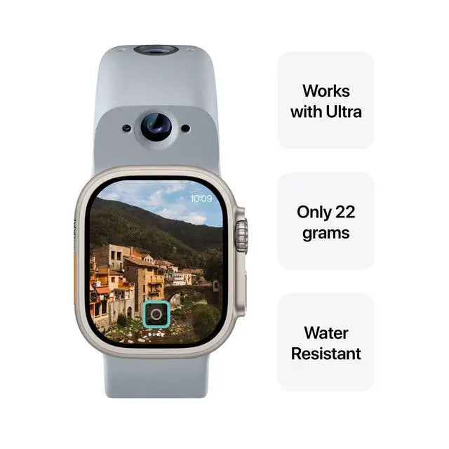 Alt view image 6 of 6 - Smart Dual-Camera Band for Apple Watch (Apple MFi Certified), 8MP Sensor, Full HD Video/720P Sport Mode, (New) Pro. Image Stabilization, WiFi, IP68 Water Resistant, Siri Integration