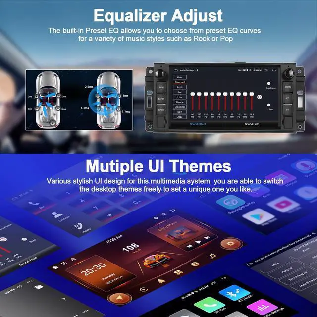 Alt view image 5 of 6 - 2G+64G Car Stereo Radio for Jeep Wrangler JK Grand Cherokee Compass Dodge Charger Ram 1500 with Wireless CarPlay Android Auto 7'' Android Touch Screen Car Radio with GPS Bluetooth WiFi Backup Camera