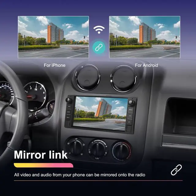 Alt view image 6 of 6 - 2G+64G Car Stereo Radio for Jeep Wrangler JK Grand Cherokee Compass Dodge Charger Ram 1500 with Wireless CarPlay Android Auto 7'' Android Touch Screen Car Radio with GPS Bluetooth WiFi Backup Camera