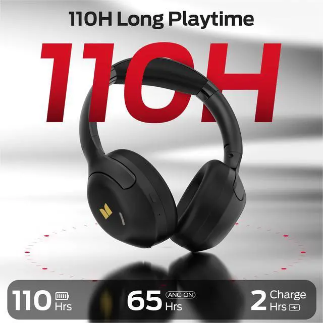 Alt view image 4 of 6 - Harmonic N22 ANC Active Noise Cancelling Headphones, Bluetooth Headphones Over Ear, 60H Playtime, HiFi Stereo Audio, Deep Bass, Buil Black | Over Ear with 3 EQ Modes, 110H Playtime, HiFi Stereo Audio,