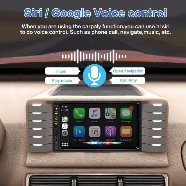 Alt view image 4 of 6 - 7 inch Double Din Car Stereo for Wireless Carplay & Android Auto with Voice Control,Bluetooth5.2 MirrorLink, Car Radio with Backup Camera,Touch Screen SWC/USB/SD AM/FM/AUX