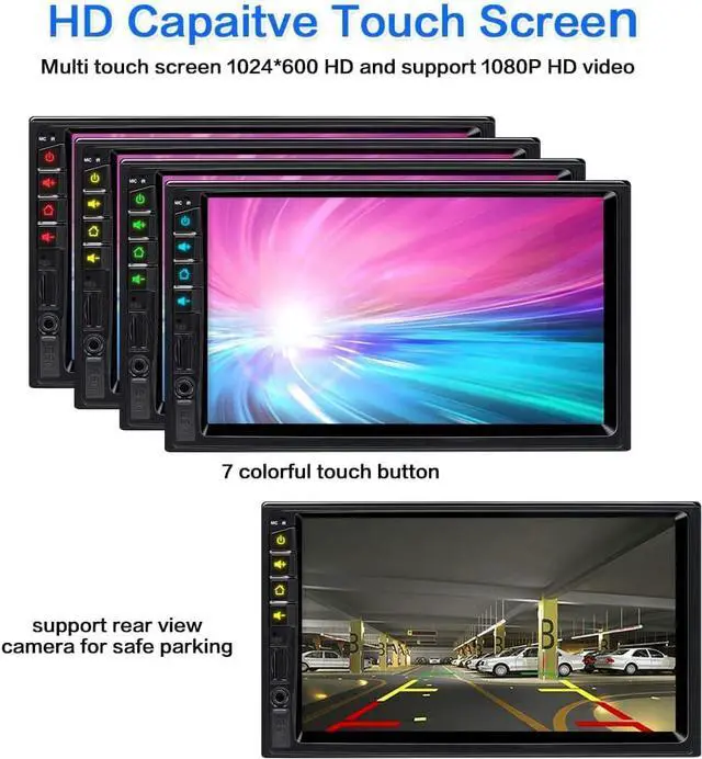 Alt view image 6 of 6 - 7 inch Double Din Car Stereo for Wireless Carplay & Android Auto with Voice Control,Bluetooth5.2 MirrorLink, Car Radio with Backup Camera,Touch Screen SWC/USB/SD AM/FM/AUX
