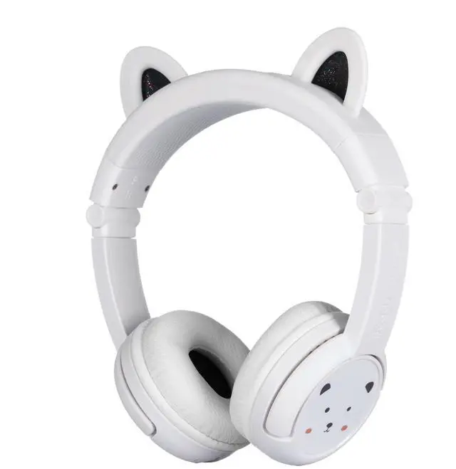 Main image of PlayEars Plus | Polar Bear Ear Foldable Bluetooth Kids Headphones + Microphone, Works Wired or Wireless - SafeAudio Volume-Limiting for iPhone/iPad/Tablet/PC and More