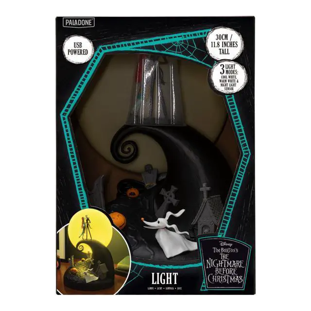 Alt view image 6 of 6 - Nightmare Before Christmas Diorama Light 30cm (11.8") LED Spiral Hill Lamp with Jack & Sally Figurines, USB Powered with Warm & Cool Light Modes, Home Décor for Fans
