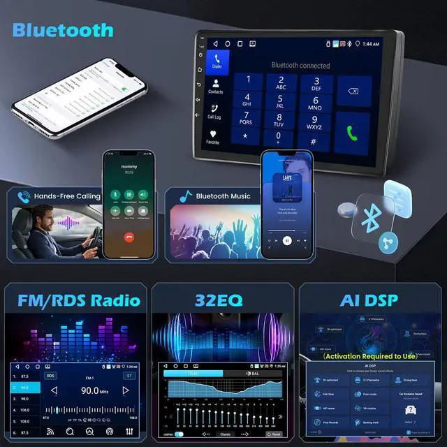Alt view image 6 of 6 - 4+64G 9'' Android 15 Car Stereo for Hyundai Santa Fe 2006-2012 | IPS Touchscreen Wireless Carplay Android Auto 1080P 5G WiFi Bluetooth FM RDS SWC Mirror Link Backup Cam