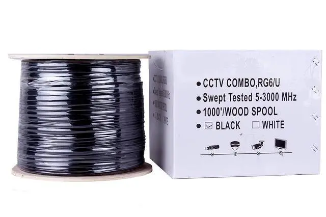 Alt view image 2 of 5 - Cable RG6 1000 ft. Siamese Combo Coaxial RG6/U and 18 AWG 2 Conductors CCTV Cable - Combo RG6/U + 18/2 Power