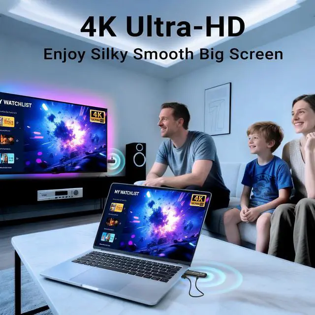 Alt view image 2 of 5 - H4K Wireless HDMI Transmitter & Receiver 4K Decode 1080P@60Hz Plug&Play Dual-Band 5G+2.4G HDMI Extender 50m (164ft) Low Latency for Business Use, Streaming & Home Theater Laptop/PC/TV/Projector