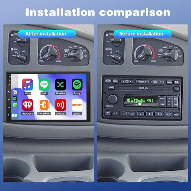 Alt view image 2 of 5 - Car Stereo Radio for Ford E150 E250 E350 1998-2003 2004 2005 2006 2007 2008 | 2+32G 7'' Touch Screen with Wireless CarPlay Android Auto GPS WiFi Bluetooth FM/RDS SWC Backup Camera