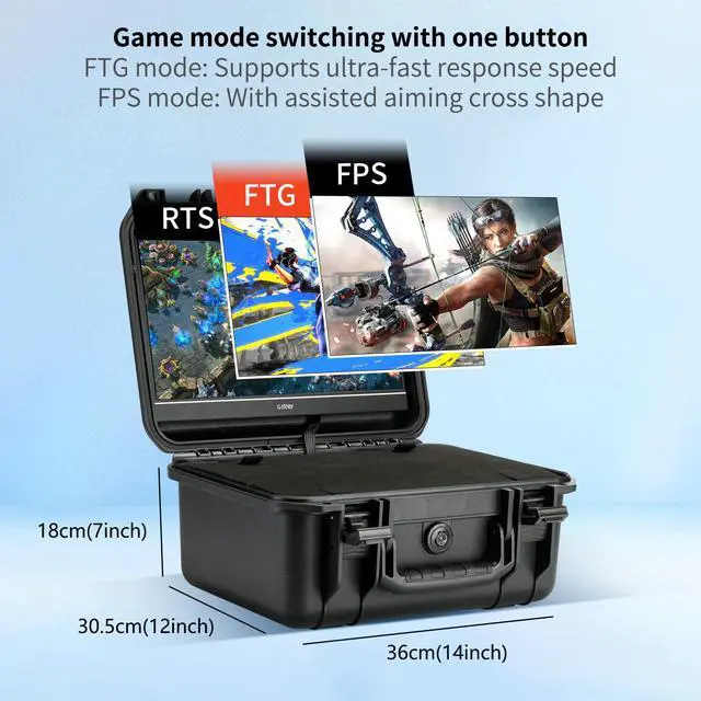 Alt view image 4 of 6 - 14 Portable Monitor Case for Switch 2,4K&60Hz or 1080P&120Hz Portable Gaming Monitor IPS Screen HDMI Shock-Resistant Travel carrying Bag Game Mode,Travel Monitor fo Switch2(no Included)