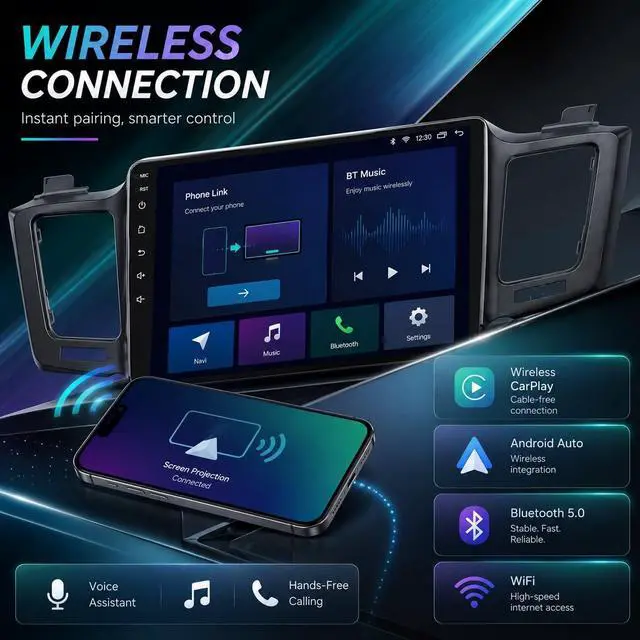 Alt view image 4 of 6 - for Toyota RAV4 2013-2018 10.2 (Online Upgrade OTA System) IPS Android Car Radio, 8core+64G, Wireless CarPlay/Android Auto, 5G WiFi, GPS Navigation, Bluetooth, Backup Camera, Mirror Link