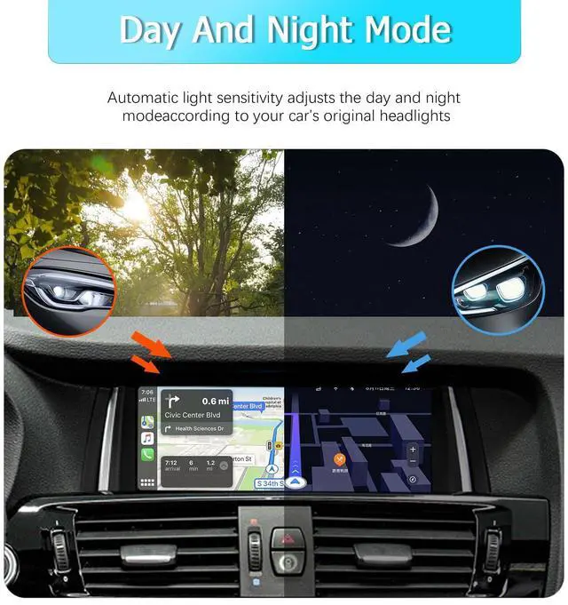 Alt view image 5 of 6 - 8.9" CarPlay for BMW X3 X4 F25 2013-2016 NBT Linux Android | Stable Linux,8.9" IPS1920x720 HD, OEM functions retained, auto day/night mode, Wireless CarPlay Android Auto