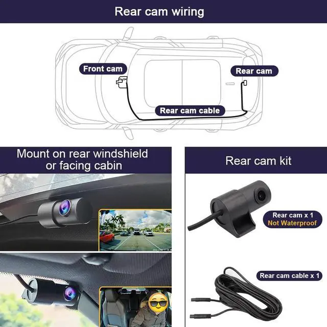 Alt view image 4 of 6 - Front 4K+Rear 1080P Dash Cam Adapts for Kia Sorento 2024 2025 & Sorento Hybrid (Part No#R5100), OEM Look, Dual HD Video, WiFi & APP, Loop Recording, G-Sensor, Easy to Use, 128GB Card