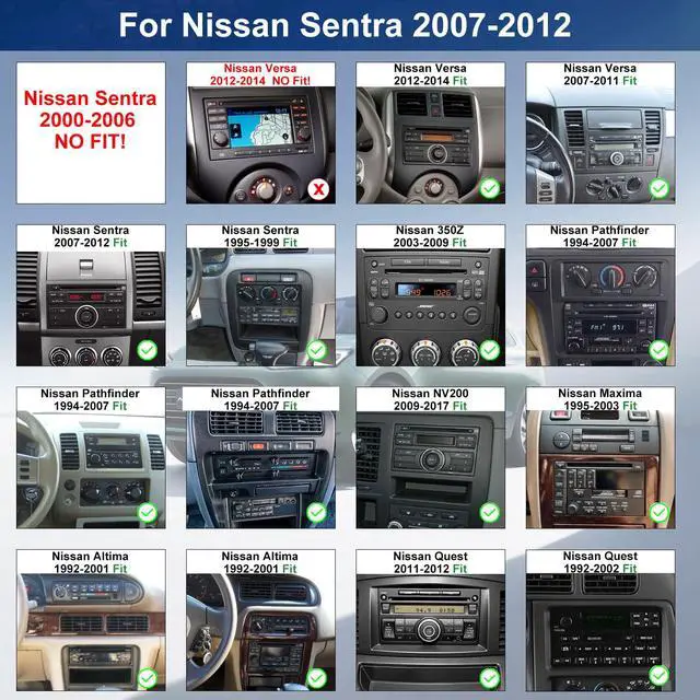 Alt view image 2 of 6 - Car Radio for Nissan Sentra 2007-2012, Versa 2007-2014, 350Z 2003-2009, NV200 2009-2017, Pathfinder 1994-2007, 7 Inch Touchscree Head Unit Stereo, Carplay Android Auto GPS FM BT WiFi SWC Backup Camera