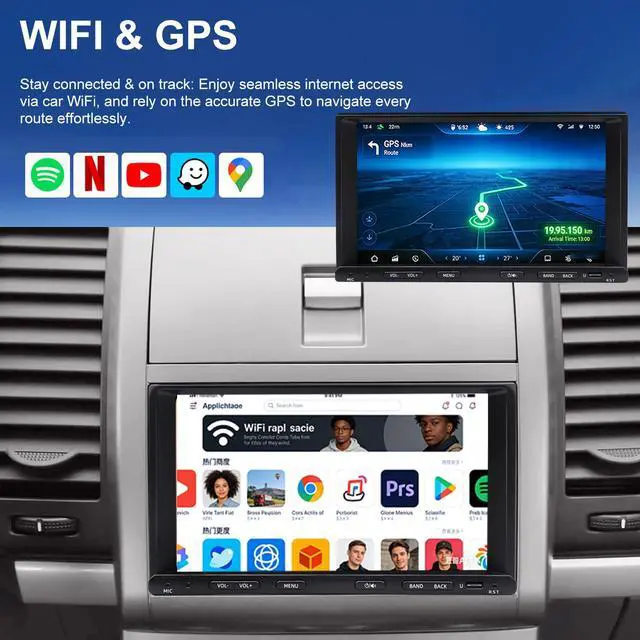 Alt view image 5 of 6 - Car Radio for Nissan Sentra 2007-2012, Versa 2007-2014, 350Z 2003-2009, NV200 2009-2017, Pathfinder 1994-2007, 7 Inch Touchscree Head Unit Stereo, Carplay Android Auto GPS FM BT WiFi SWC Backup Camera