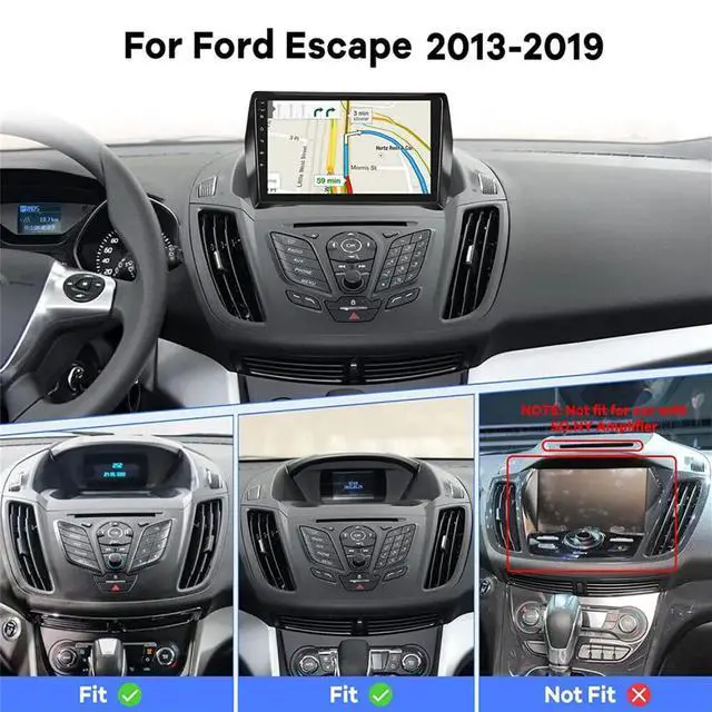 Alt view image 2 of 6 - Car Radio Stereo Fit for Ford Escape 2013 2014 2015 2016 2017 2018 2019, 9" Touch Screen Car Radio Receiver with Carplay Android Auto w/WiFi GPS Navigation Bluetooth FM SWC Backup Camera - 2+32G