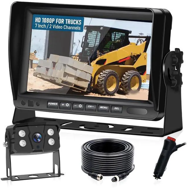 Main image of RV Backup Camera System, AHD 1080P 7'' Monitor | Wired Rear View Camera, IR Night Vision, IP69 Waterproof, Two-Split Screen Design, For Tractor Truck RV Bus Skid Steer N71