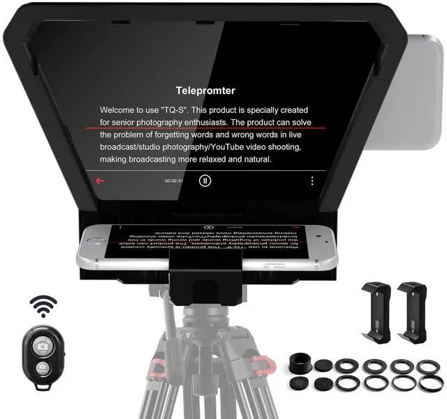 Main image of GVM Teleprompter Portable for iPad, Tablet, Smartphone & DSLR Cameras, Teleprompter Kit with Remote Control & Flexible Holder, teleprompter for Smartphone APP Compatible with iOS/Android