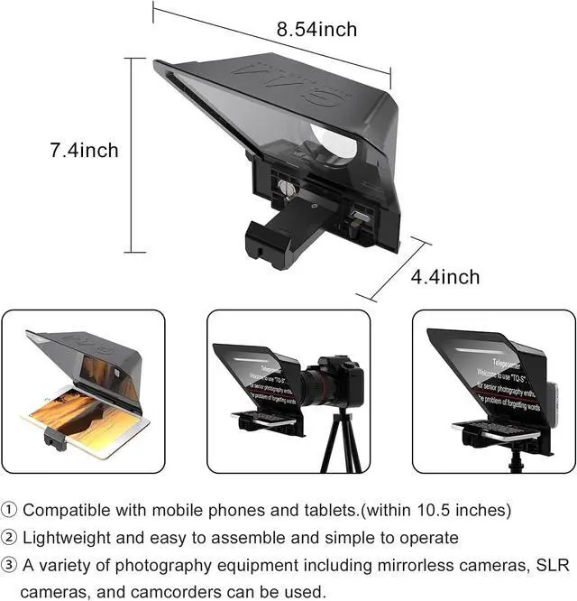 Alt view image 4 of 6 - GVM Teleprompter Portable for iPad, Tablet, Smartphone & DSLR Cameras, Teleprompter Kit with Remote Control & Flexible Holder, teleprompter for Smartphone APP Compatible with iOS/Android