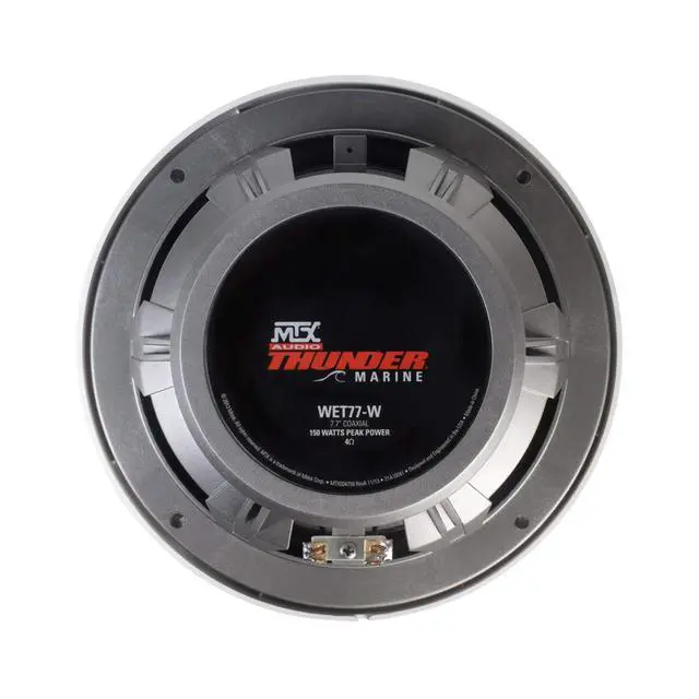Alt view image 5 of 6 - WET77-W Wet Series 75 Watt RMS 4 Ohm Coaxial Outdoor Marine Boat ATV UTV Speaker Pair with Weather Resistant Polypropylene Cones, Silicone Insulated Tinsel Leads, and ASA Plastic Grille, White