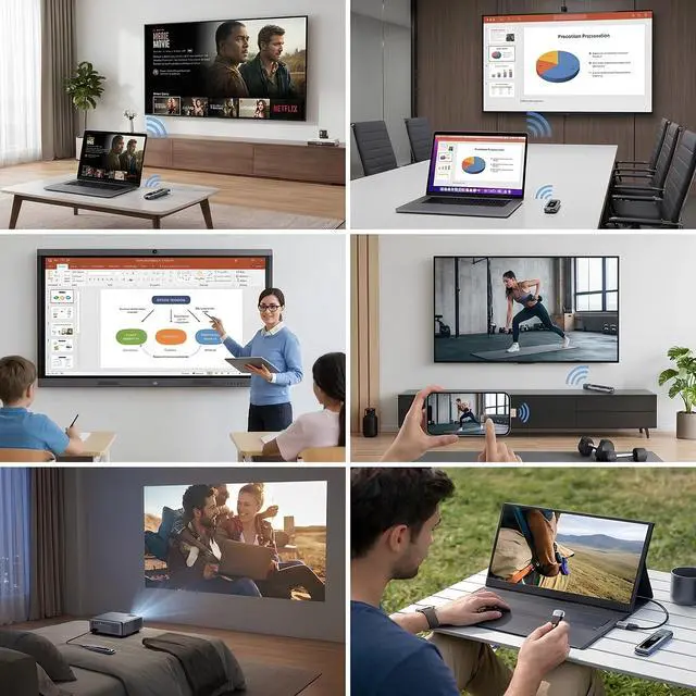 Alt view image 4 of 6 - Wireless HDMI Transmitter and Receiver, 4K Input & Output | 328FT/100M, LED Display, 5.8G+2.4G Dual Band, Wireless HDMI Extender Auto Pairing for TV/Laptop//Monitor/Projector