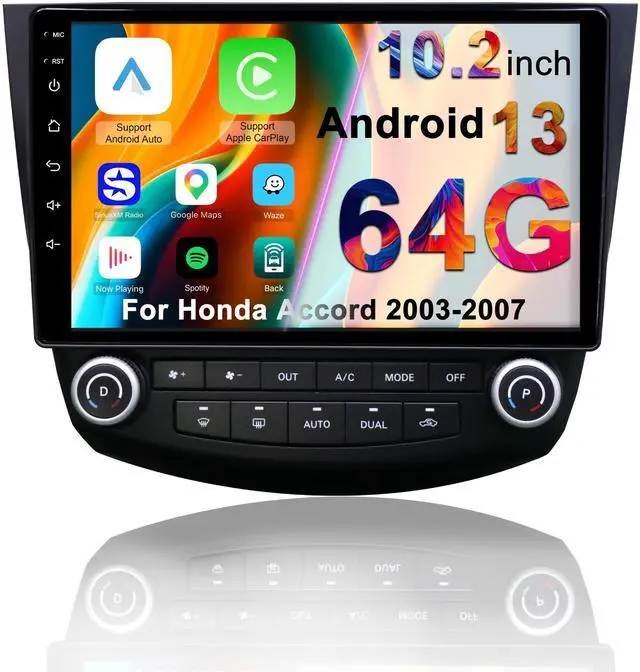 Main image of Car Radio Stereo for Honda Accord 7th Gen 2003-2007, 10.2 Inch IPS Touchscreen Android 13 64GB, Wireless CarPlay Android Auto, Plug and Play, 1080P Backup Camera, 5G WiFi, GPS, SWC, AM/FM Radio