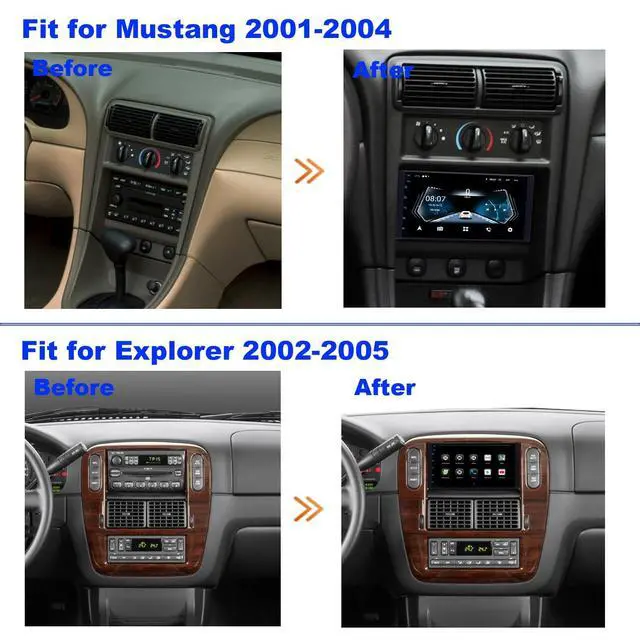 Alt view image 2 of 6 - 8-Core CPU Radio Upgrade for Ford Mustang 2001-2004,Explorer 2002-2005,Expedition 2003-2006,IPS Touch Screen CarPlay Android Auto Ready,Free Back Camera