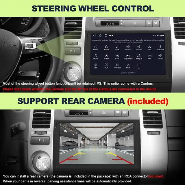 Alt view image 4 of 6 - 2G+64GB Car Radio Stereo for Toyota Prius 2003-2009 9Inch Android Head Unit Touchscreen with CarPlay Android Auto Bluetooth GPS Navigation with RearCamera (C) (9 in)
