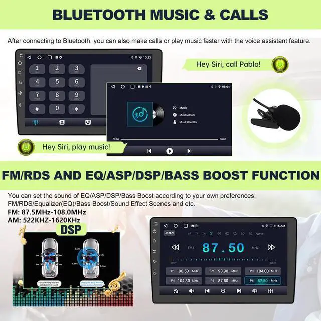 Alt view image 5 of 6 - 2G+64GB Car Radio Stereo for Toyota Prius 2003-2009 9Inch Android Head Unit Touchscreen with CarPlay Android Auto Bluetooth GPS Navigation with RearCamera (C) (9 in)