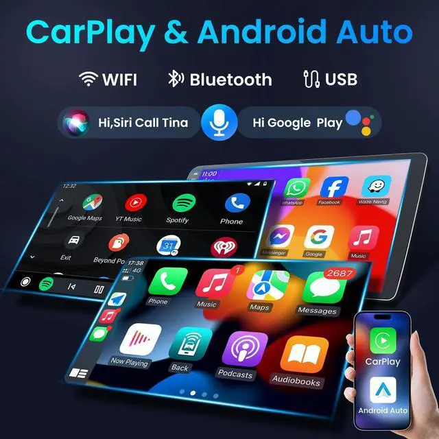 Alt view image 3 of 6 - 4G+64GB Car Stereo Radio for Honda CRV 2007-2011, 5G WiFi Wireless Carplay Android Auto 9 Inch 1280 * 800P Touchscreen GPS Navigation with Bluetooth 1080P Backup Camera SWC FM Radio