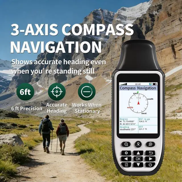 Alt view image 4 of 6 - S190 Handheld GPS Navigator, Rugged Handheld GPS for Hiking with 3-Axis Compass, 3.2" Color Display, Handheld GPS with Preloaded USA Topo Maps, 64GB Memory and Extra Battery Life