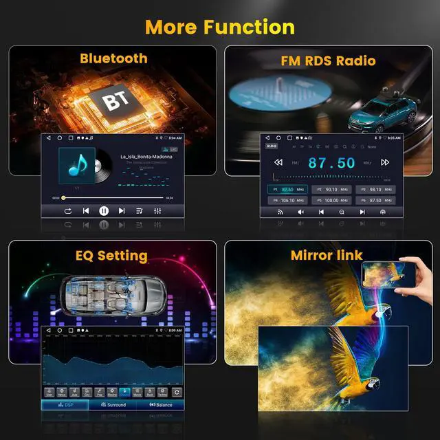 Alt view image 6 of 6 - 64G 9'' Android 15 Car Stereo for Hyundai Sonata 2015-2017 | IPS Touchscreen Wireless Carplay Android Auto Mirror Link 5G WiFi GPS Bluetooth SWC FM EQ Backup Cam Mic