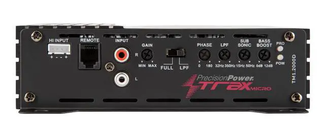 Alt view image 5 of 6 - Trax Micro Monoblock Class D Car Stereo Amplifier TM1.2000D 2000W Single Channel Digital Subwoofer Amp with Wired Bass Control & High-Level Inputs for Powerful Audio