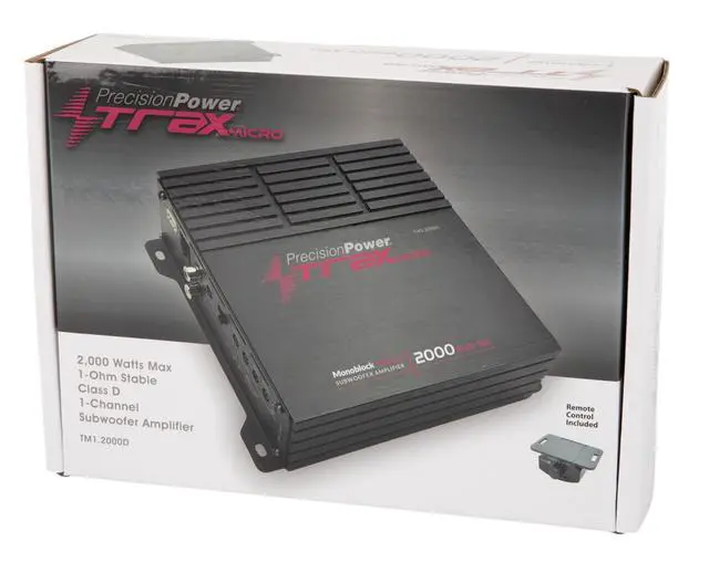 Alt view image 6 of 6 - Trax Micro Monoblock Class D Car Stereo Amplifier TM1.2000D 2000W Single Channel Digital Subwoofer Amp with Wired Bass Control & High-Level Inputs for Powerful Audio