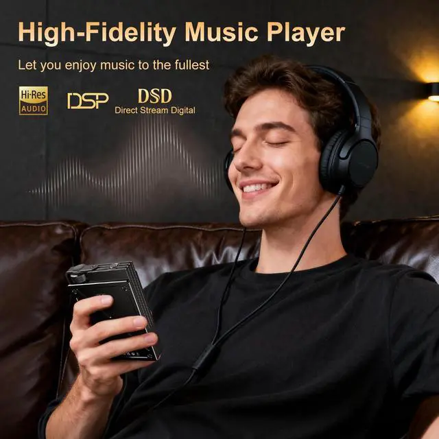 Alt view image 2 of 6 - HiFi MP3 Players, Lossless High-Resolution Digital Audio Music Player, Portable Audio Player, DSD DAC FLAC Player, 192Khz/24bit, 64GB Portable Audio Player, Support up to 256GB (Black)