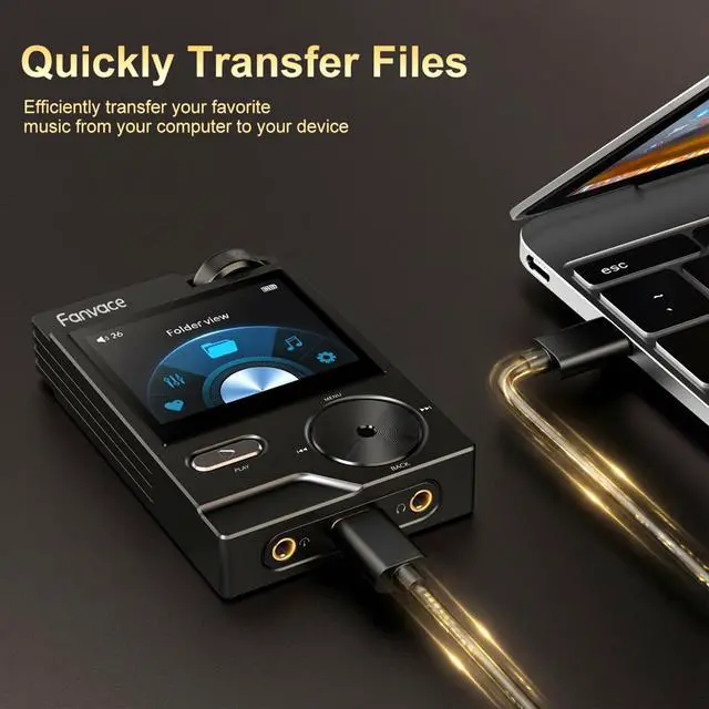 Alt view image 5 of 6 - HiFi MP3 Players, Lossless High-Resolution Digital Audio Music Player, Portable Audio Player, DSD DAC FLAC Player, 192Khz/24bit, 64GB Portable Audio Player, Support up to 256GB (Black)