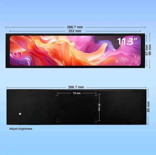 Alt view image 6 of 6 - 11.3 Inch Mini Monitor - FHD IPS1920x440 LCD Display, Computer Secondary Screen, CPU GPU Temp Monitors with Casing for Windows macOS Aida64 Monitor
