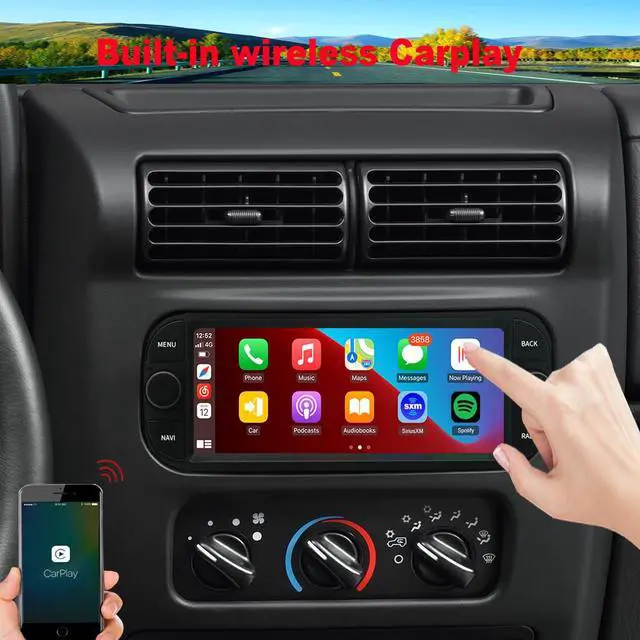 Alt view image 5 of 6 - for Chrysler Dodge Jeep Radio Upgrade 2002 2003 2004 2005 2006,Android Stereo Replacement,6.8inch 4-core CPU,Carplay and Android Auto,Free Camera