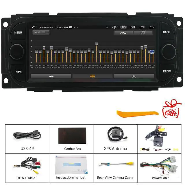 Alt view image 6 of 6 - for Chrysler Dodge Jeep Radio Upgrade 2002 2003 2004 2005 2006,Android Stereo Replacement,6.8inch 4-core CPU,Carplay and Android Auto,Free Camera