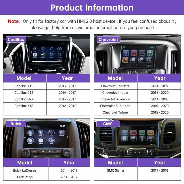 Alt view image 2 of 5 - 2026 Wireless CarPlay Retrofit Kit for Cadillac, Buick, Chevrolet and GMC | HMI 2.0 System 2014-2020 | Android Auto & Mirror Link & Reverse Camera | Original Car Function Retained