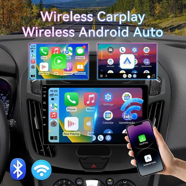 Alt view image 2 of 6 - Android 14 Car Radio Compatible with Ford Transit Connect 2014-2018,Touchscreen Car Stereo with Wireless Carplay Android Auto,FM,Multimedia Receiver with GPS Bluetooth & Backup Camera(9 Inch