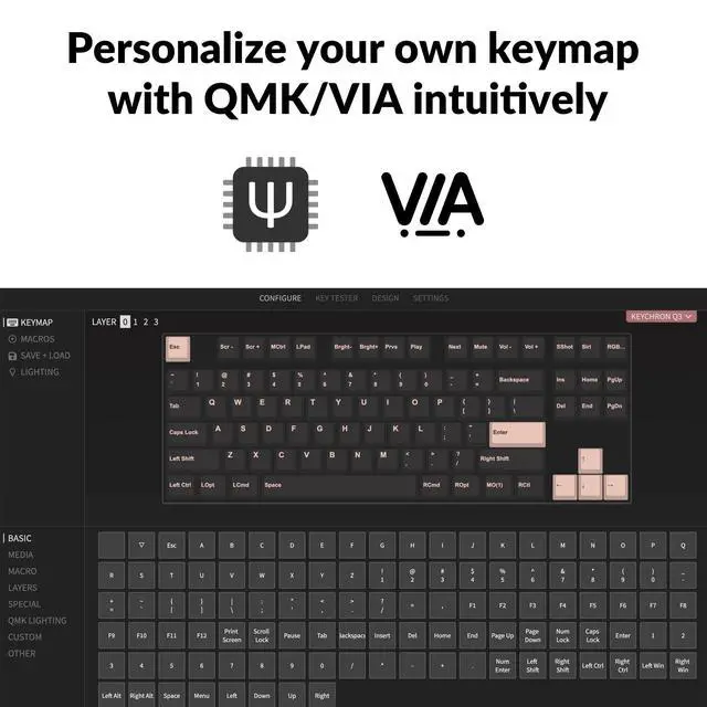 Alt view image 2 of 6 - Q3 RGB Tenkeyless Layout 87-Key QMK/VIA Programmable Macro Hot-swappable Wired Custom Mechanical Keyboard with Gateron G Pro Red Switch Double Gasket Compatible with Mac Windows Linux(Blue)