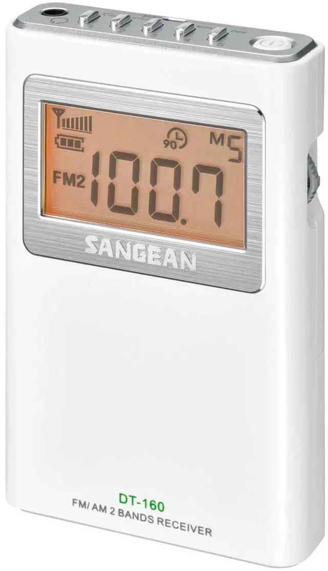 Main image of DT-160 AM/FM Stereo Pocket Radio with up to 100 Operating Hours on 2 AA Batteries (White)