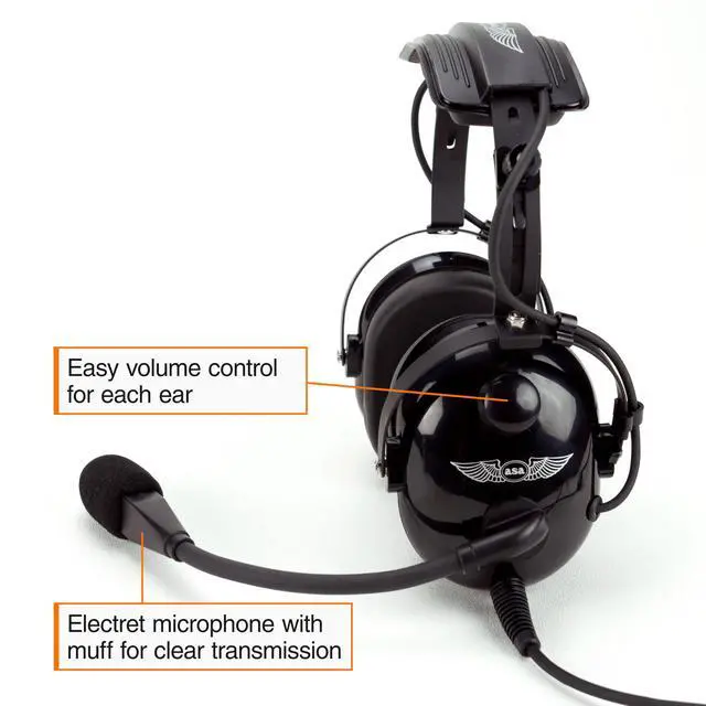 Alt view image 4 of 6 - AirClassics HS-1A Pilot Headset Durability - 23 dB Noise Reduction - Noise-Canceling Mic - Stereo/Mono - Essential Aviation Headset - General Aviation Headsets for Pilots